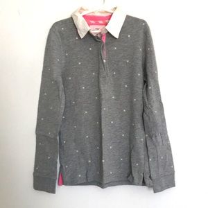 Girl’s H&M Gray with White Collar Long Sleeve Shirt Stars Print Size 8-10Y